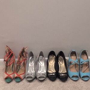 Stylish Women's Shoe Collection - Black, Silver, Blue, Red